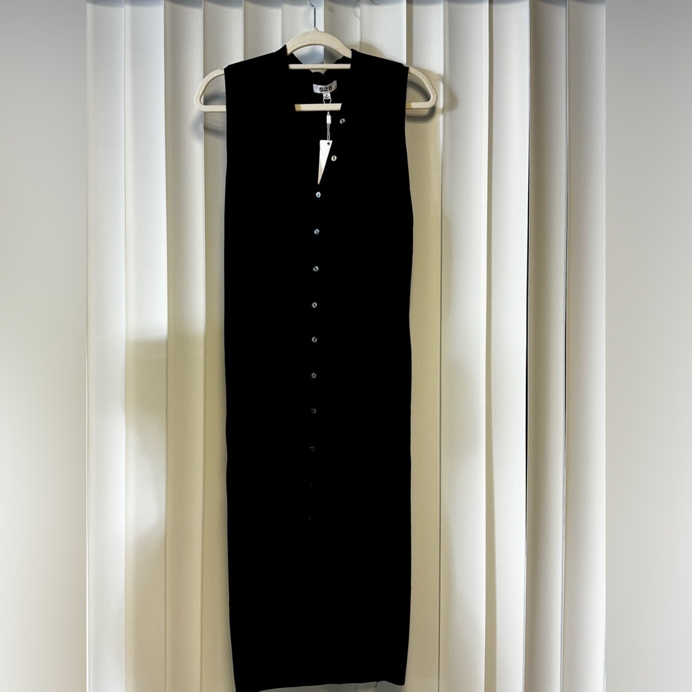 525 America Sleeveless Black Button Front Midi Dress Size M - Picture 5 of 11
